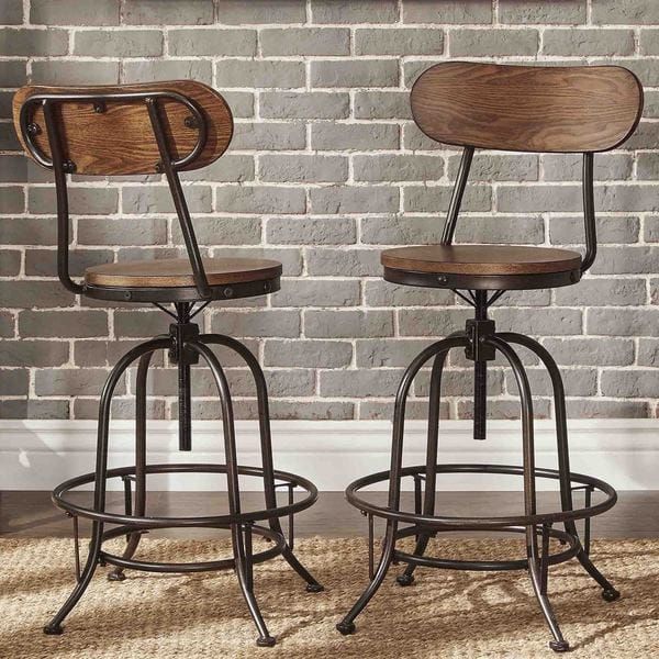 Berwick Iron Industrial Adjustable Counter Height High Back Stools (Set of 2) by iNSPIRE Q Classic