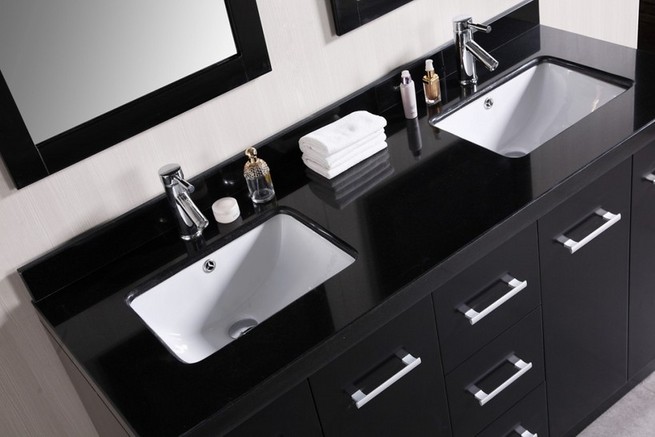 Modern double sink in the bathroom