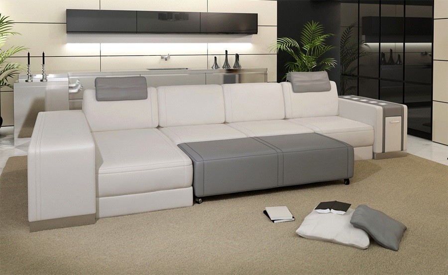 White leather sofa