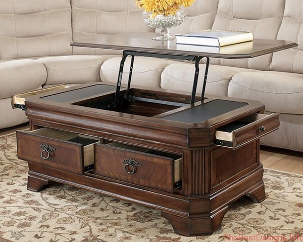 Coffee table with lifting table and storage space