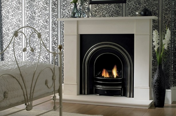 Marble and limestone surround gas fireplaces