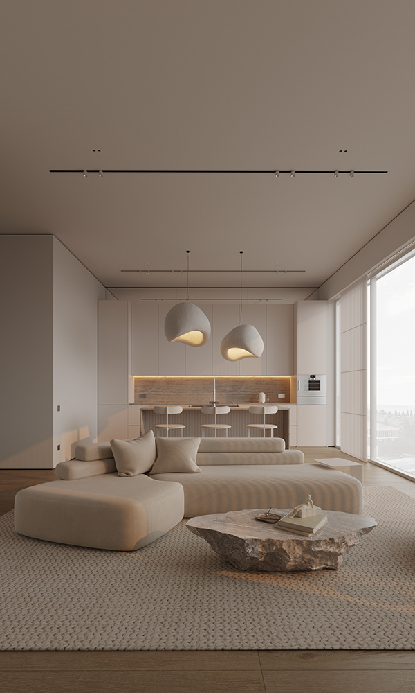 Pristine Minimalist Living
Room