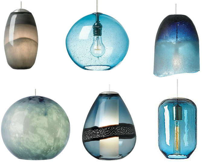 Light blue pendant lights