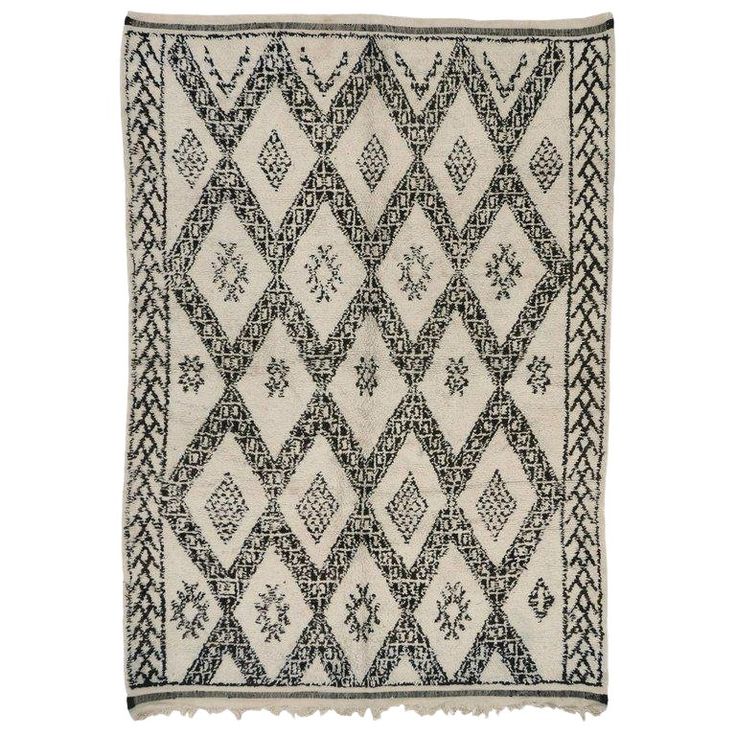 Mid 20th Century Vintage Beni Ourain Moroccan Rug- 6′3″ × 8′9″