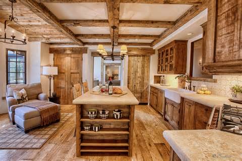 Rustic kitchen cabinets made from barn wood