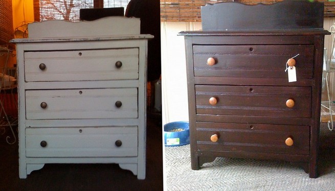 Painted dressers before and after