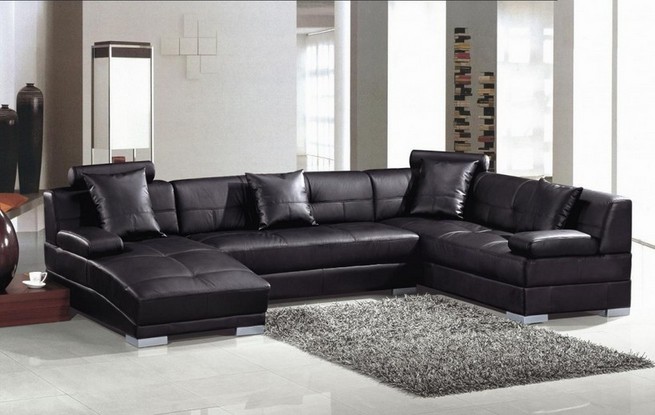 Small sectional black sofa