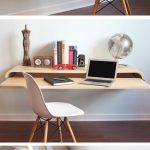 Minimal Wall Desk | Walnut | Large | Pull-out Shelf | Ideal for Home-Office