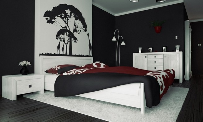 Black and white murals with color