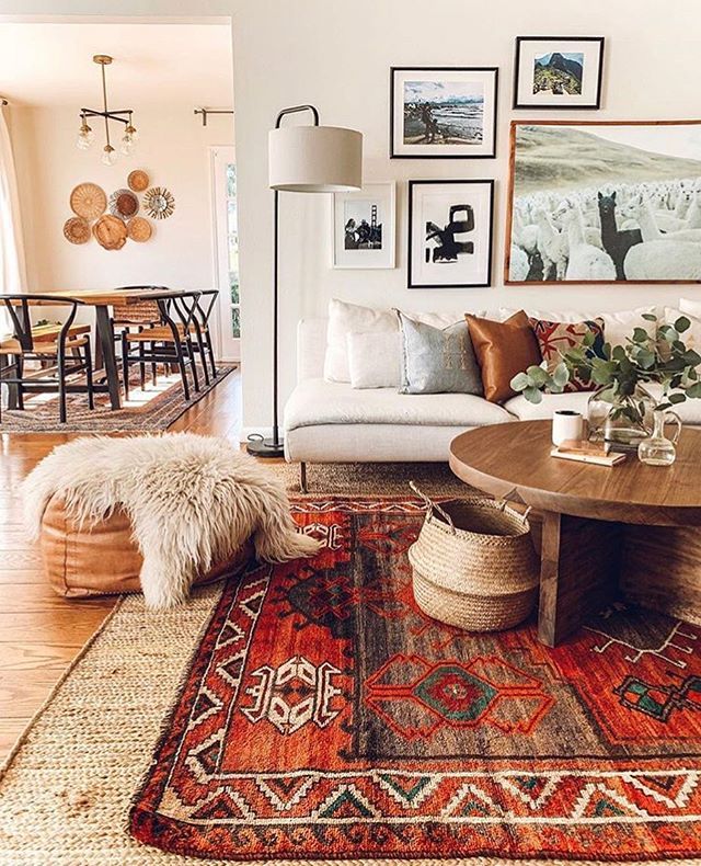 A wood coffee table in home interior