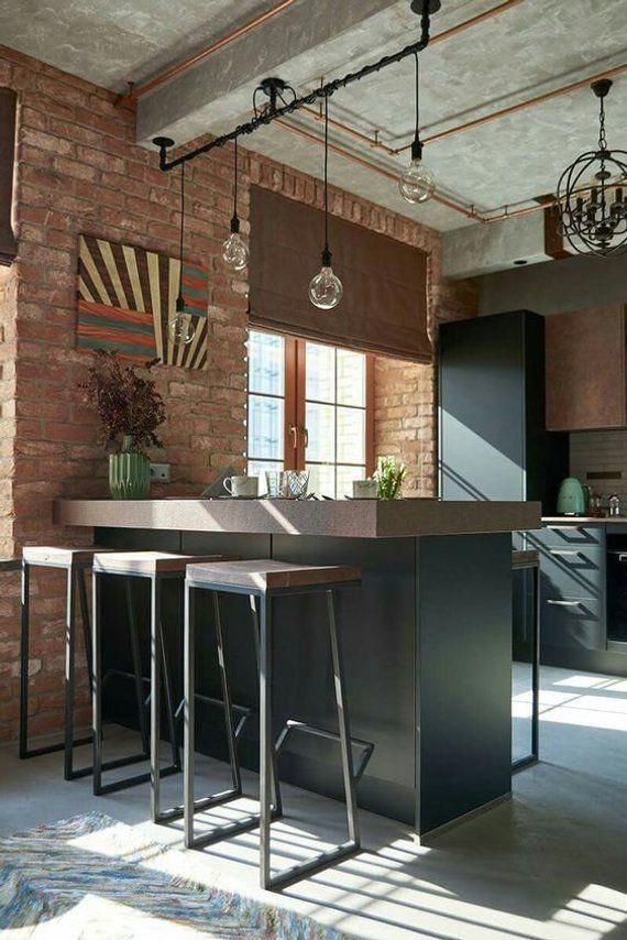 Industrial bar stool in a kitchen loft