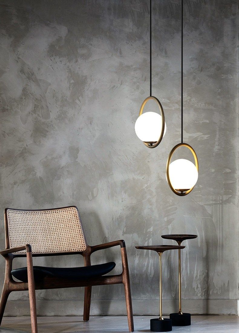 Modern pendant lighting fixtures in home interior