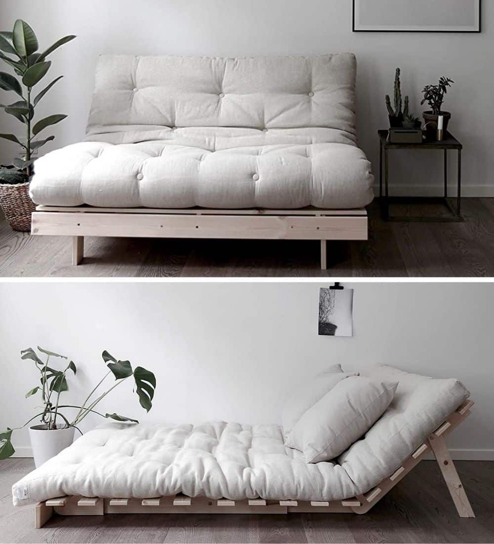 Past and present of a queen size futon