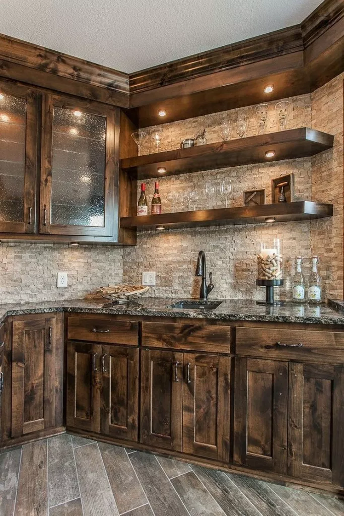 Natural charm of rustic kitchen cabinets