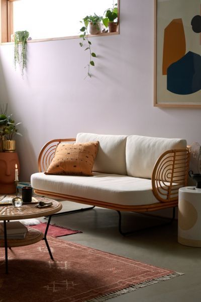 Cute settee sofa in home interior