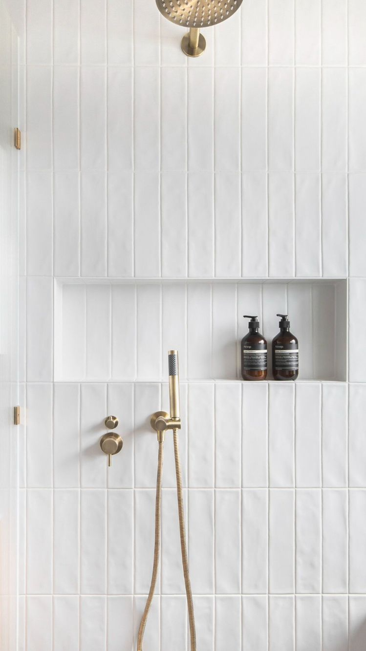 Contemporary subway tile bathroom