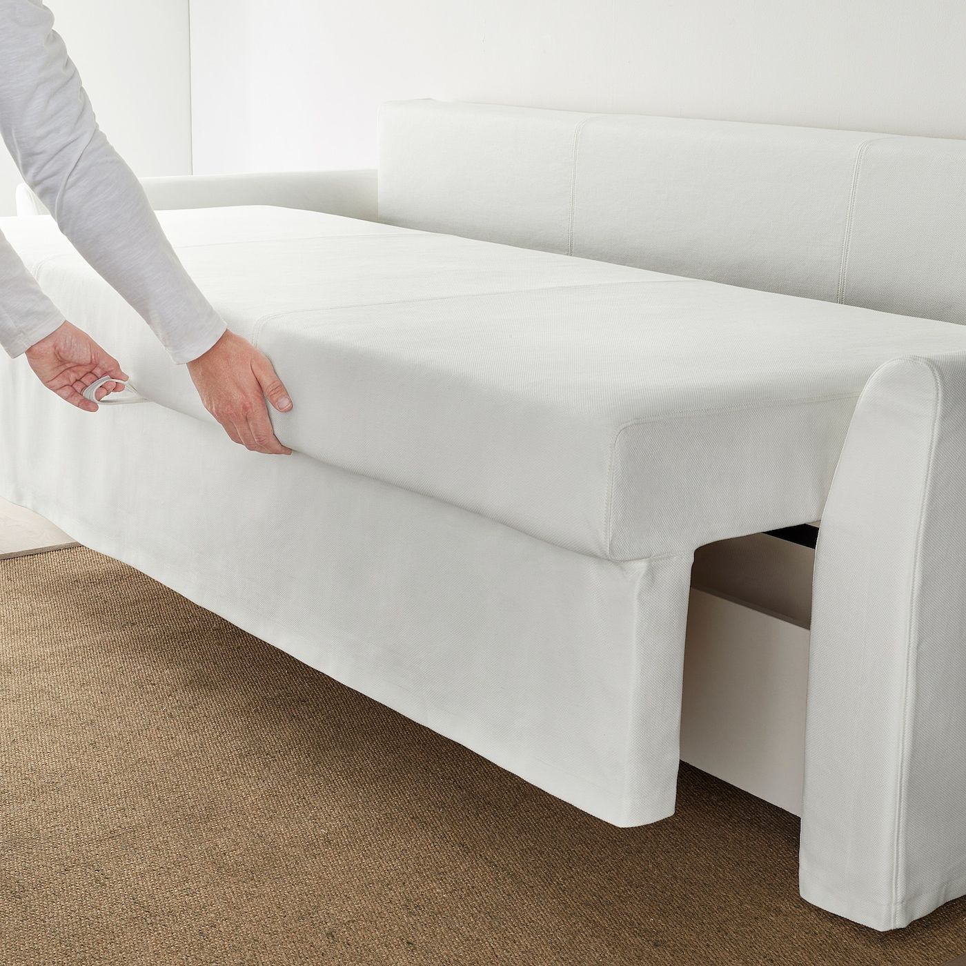 A multipurpose white sofa bed