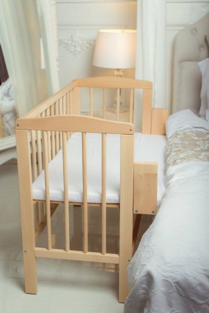 BABY Co-sleeper Crib Bedside Cot Bed Wooden White Mattress Next to Me From Birth
