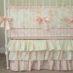 Vintage Floral Shabby Chic Baby Pink Rose Ivory / Cream Baby Girl Crib Cot Bedding