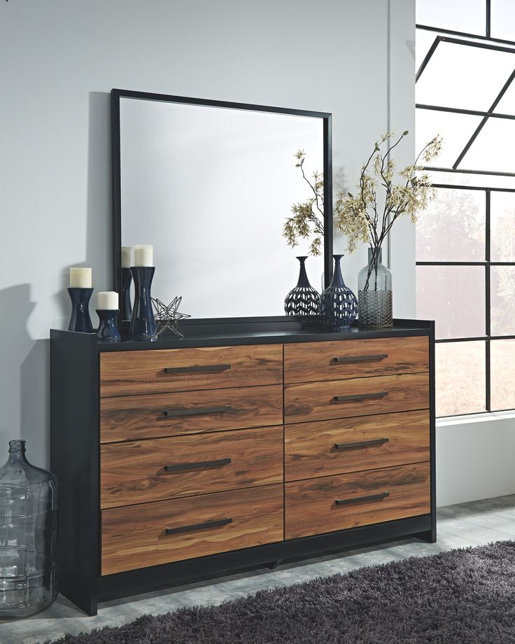 Stavani Dresser and Mirror, Black/Brown