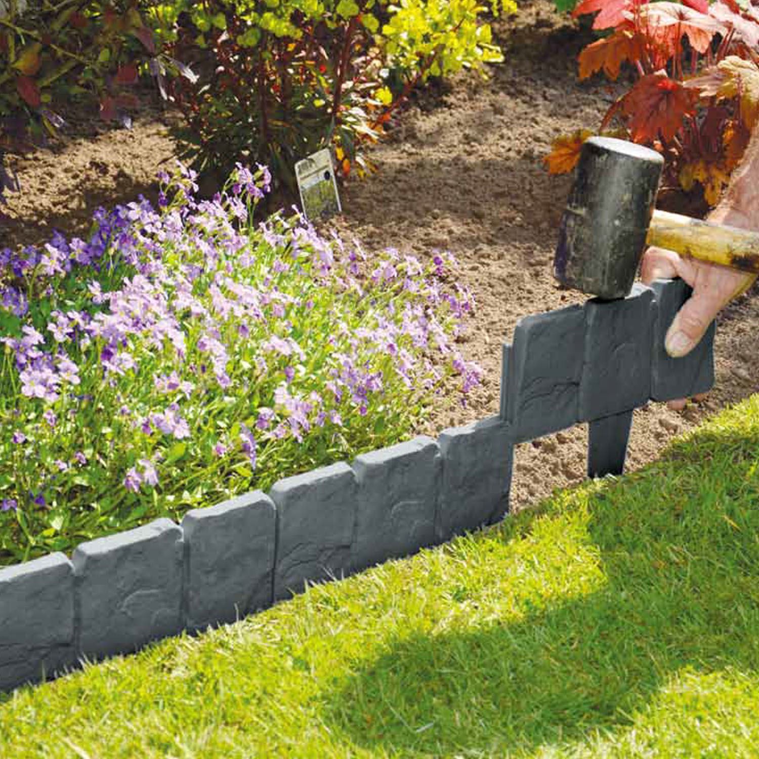 10 pack lawn edging cobbled stone effect plastic garden edging hammer in KISNYXR