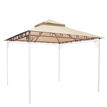 10u0027x10u0027 waterproof gazebo top 2 tier replacement uv30+ outdoor yard canopy PQFBUNE