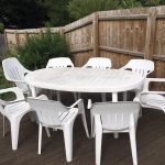 8 seat white plastic garden table chair set in ipswich SUHACJG