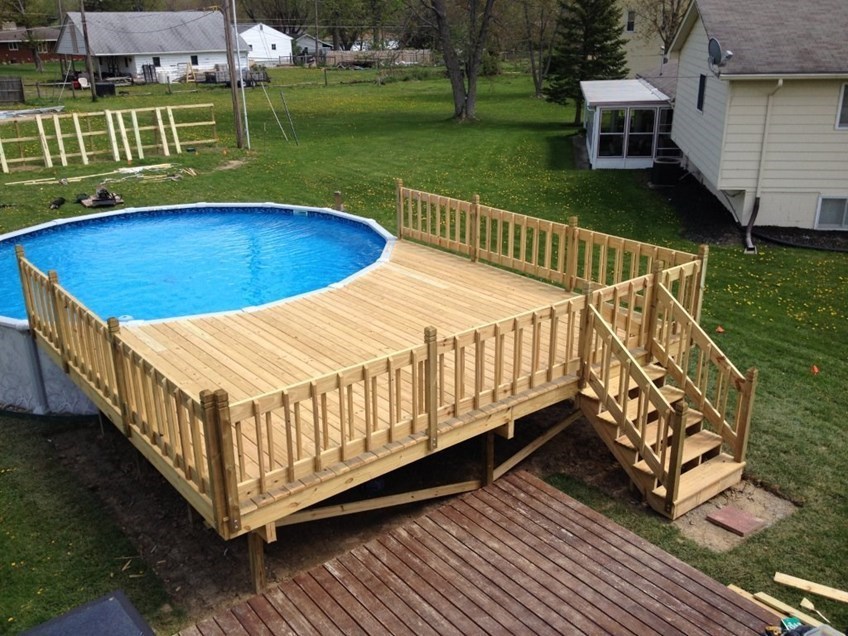 above ground pools with decks circular pool deck. most above-ground ... PZSDWJN