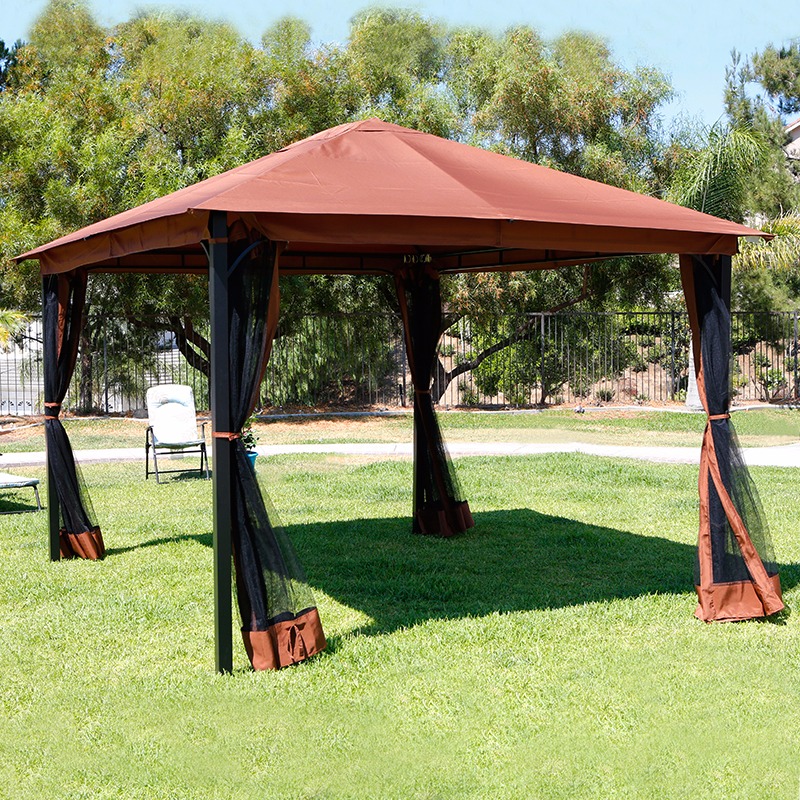 backyard canopy 10u0027 x 12u0027 outdoor backyard regency patio canopy gazebo tent, with netting GHIFZIS