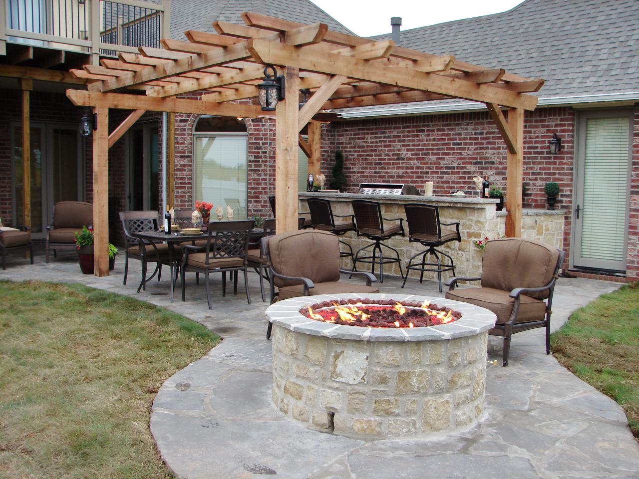 backyard fireplace featured in indoors out episode  CWBXORF