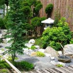 backyard garden ideas rock garden with bamboo fence and water feature. VGLYGFF