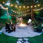 backyard lights cozy outdoor fire pit and string lights YTACYXT