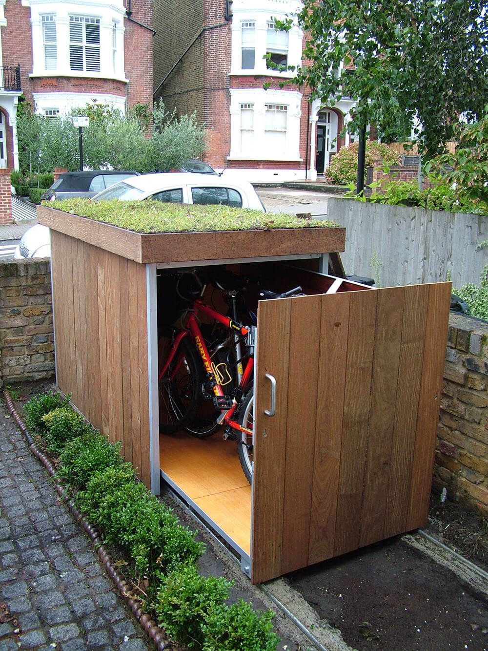 bike storage shed this outdoor bike storage locker comes from the bright minds of KKLIVWJ