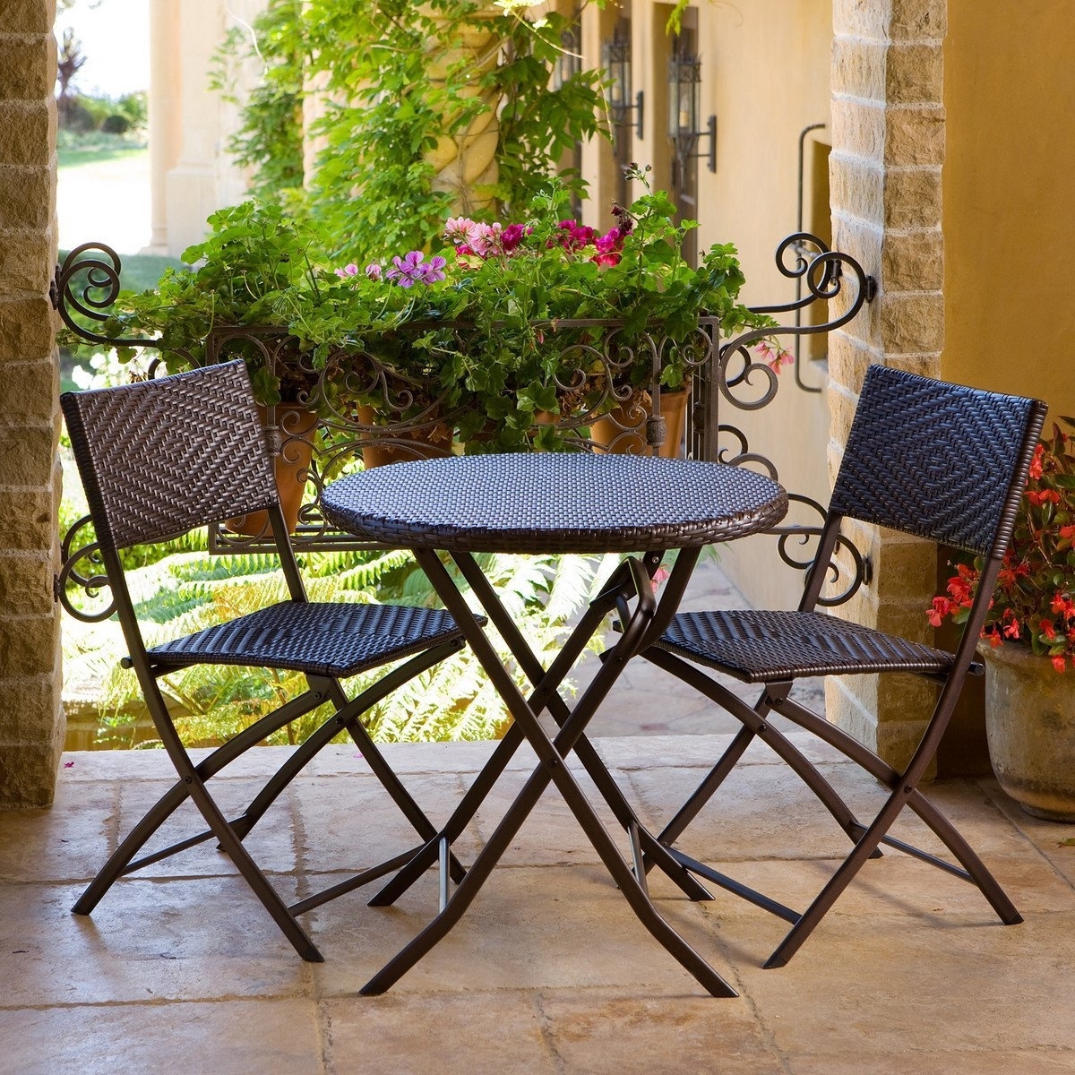 bistro patio set 3 piece outdoor bistro patio furniture set in espresso SOANLOW