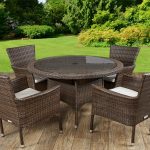 cambridge 4 rattan garden chairs and small round table set in chocolate JKKFBIH