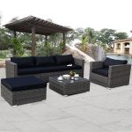 costway 6-piece rattan wicker patio furniture set sectional sofa couch yard EKJVVTC