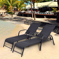 costway set of 2 patio lounge chairs sling chaise lounges recliner YHLTHRE