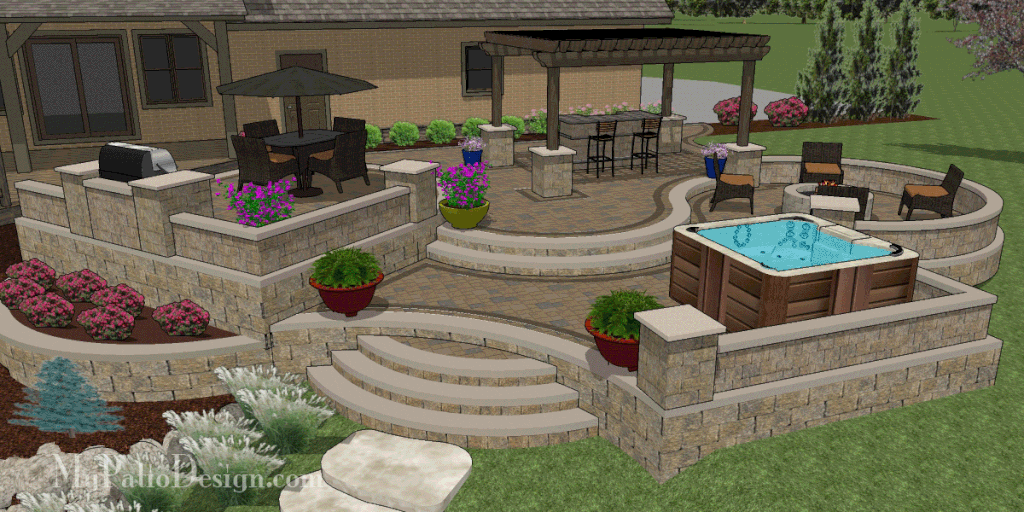 custom terraced patio designs UTOUQVH