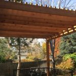 deck covers custom brown pergola cover a deck attached to house. RXVJCCN