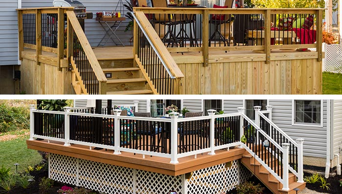 deck designs: wood deck and composite deck. OMQGJSP