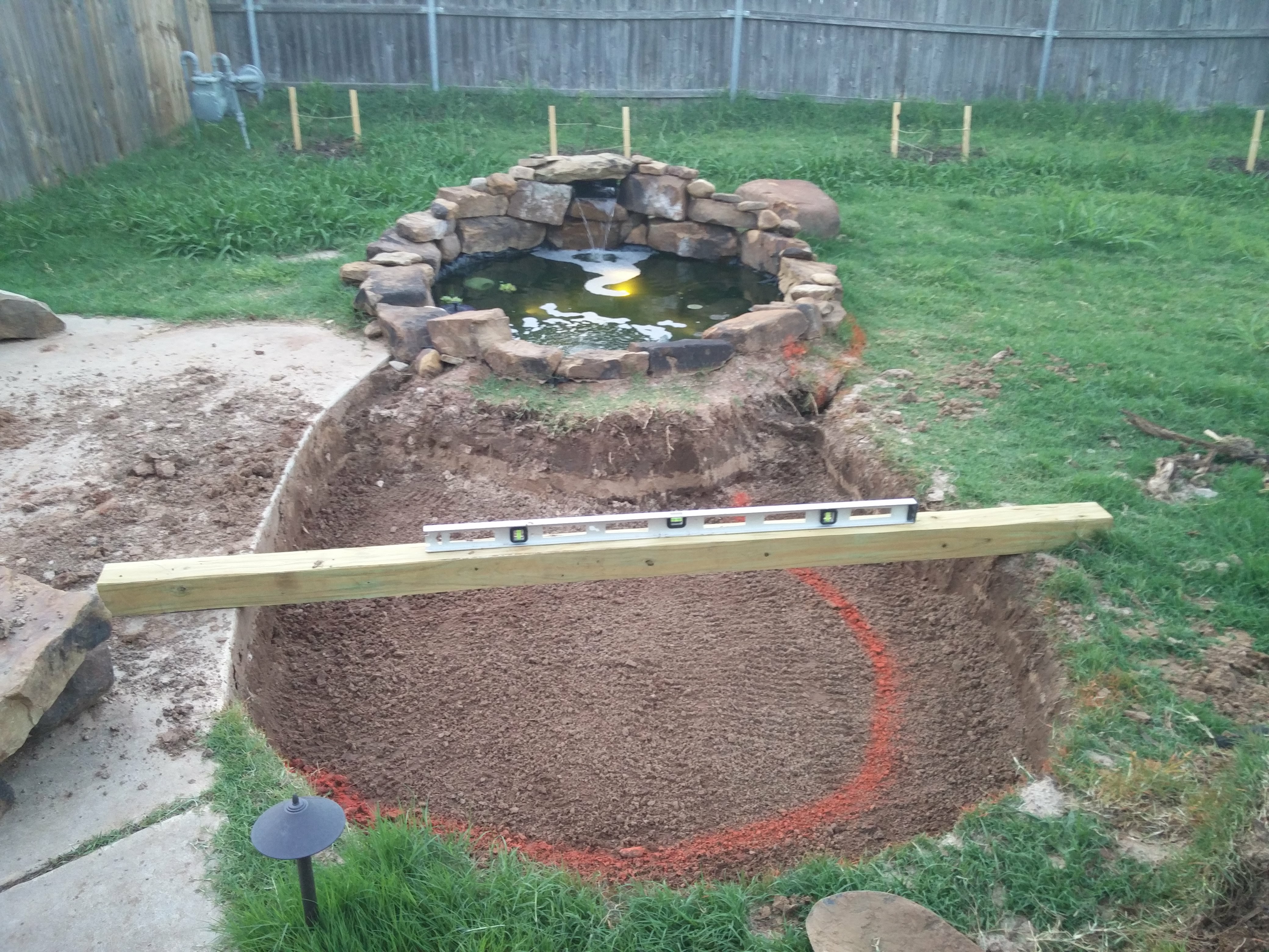 diy backyard pond build/extension ISOEOBB