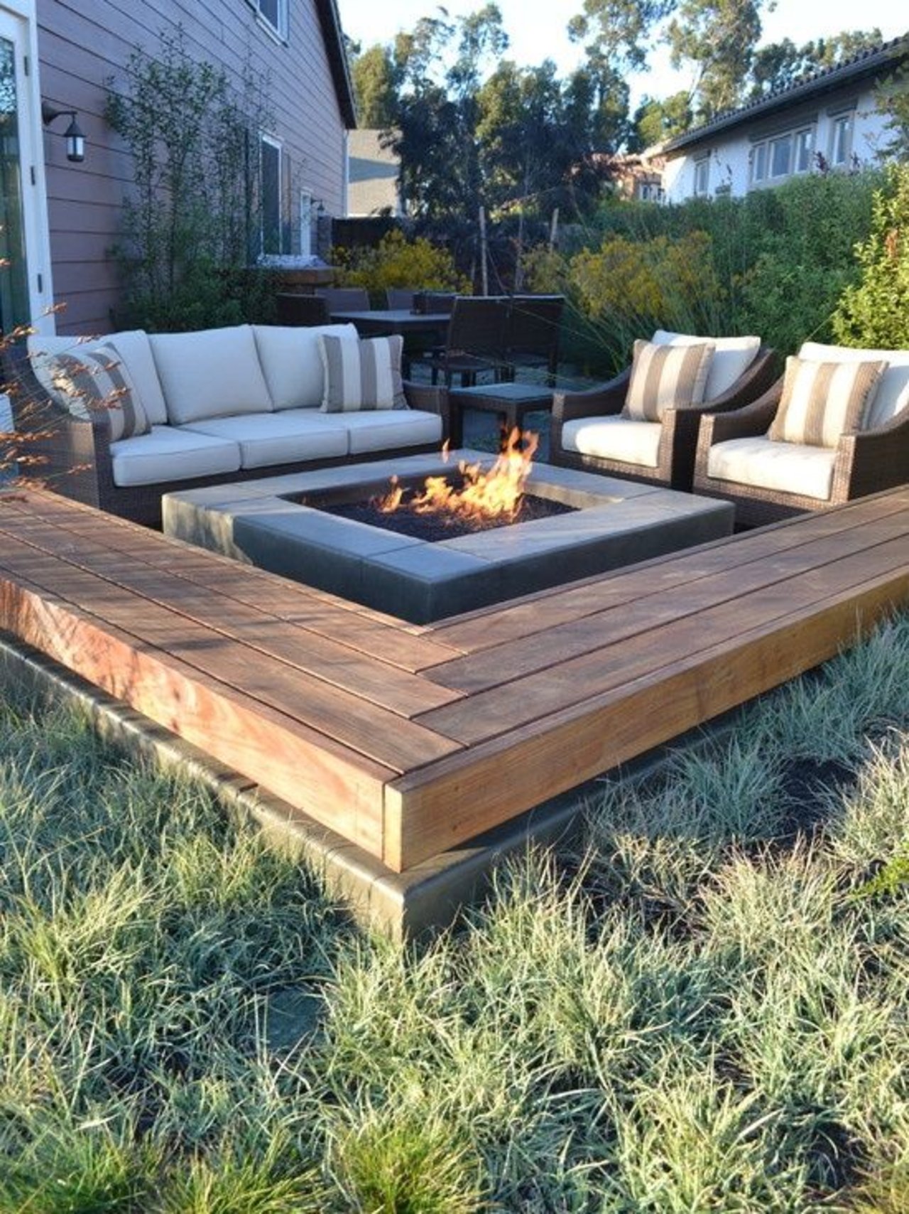 diy patio 12. centered fire pit with sofa and matching armchairs JUFCMCF