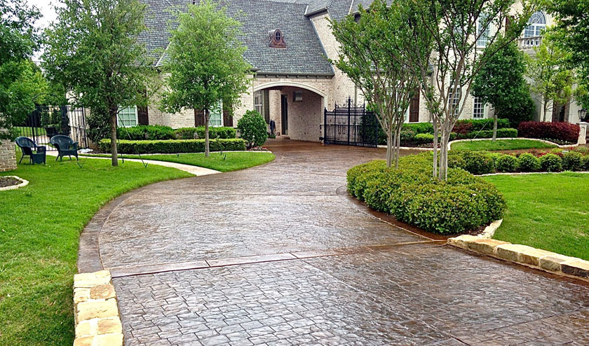 driveway designs stained and stamped ashlar pattern driveway NNGKAVH