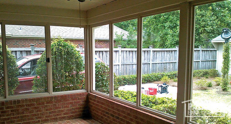 enclosed patio porch enclosure with existing brick knee-wall and foundation (interior) LTVEHUZ