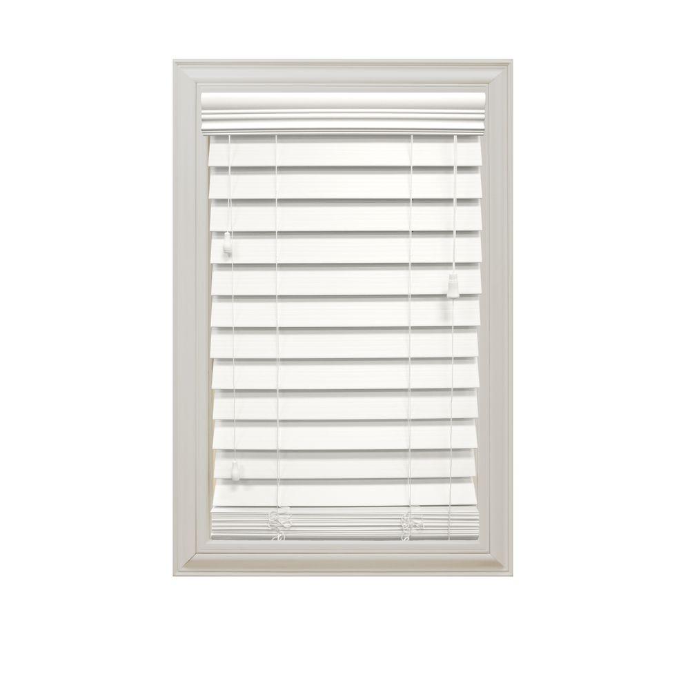 faux blinds home decorators collection white 2-1/2 in. premium faux wood blind - 35 BIZKPVK