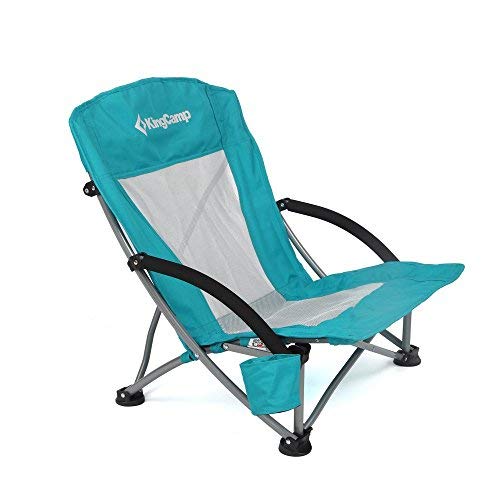 folding lawn chairs kingcamp low sling beach camping folding chair with mesh back (cyan) OJPHYSU