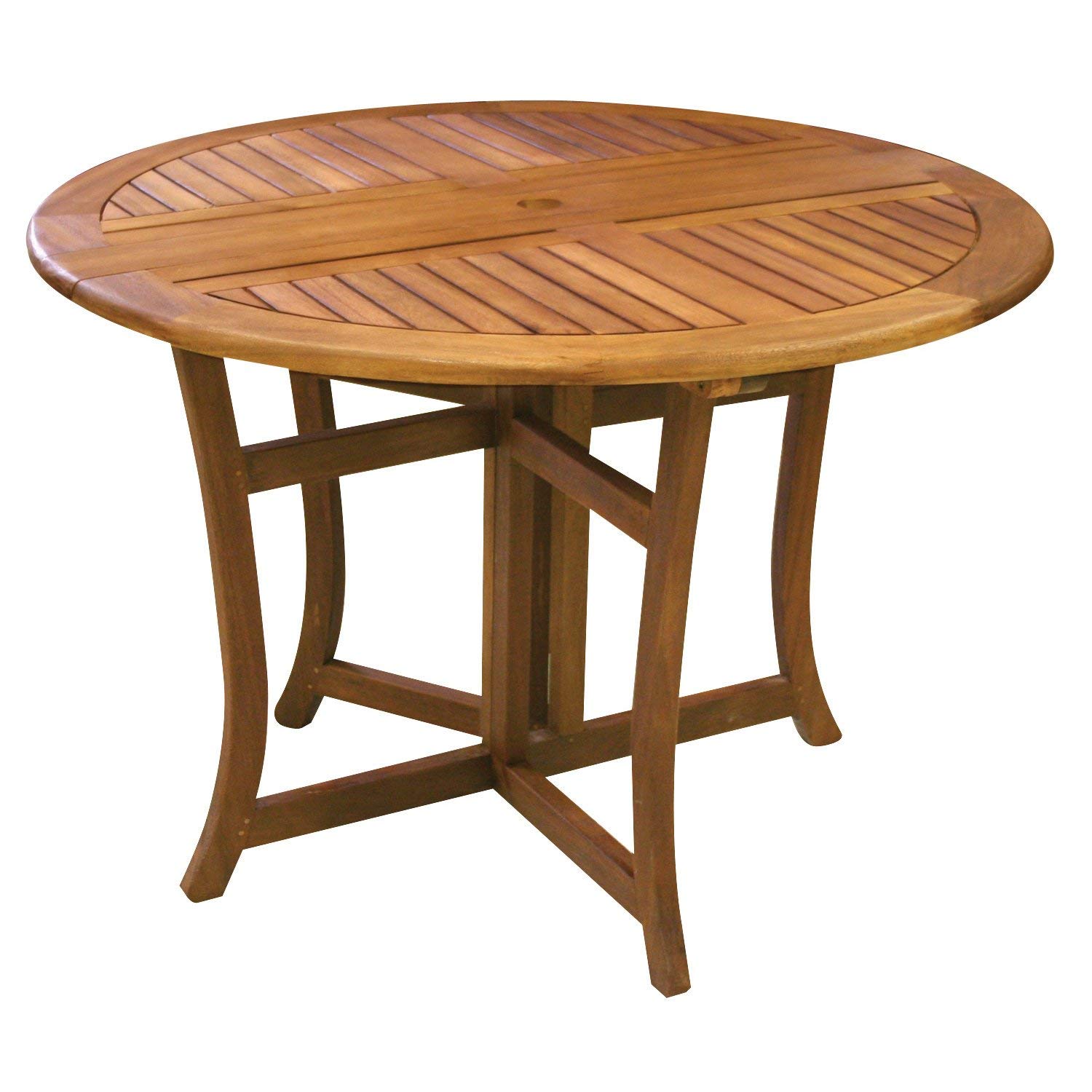 folding patio table amazon.com : eucalyptus 43 inch round folding deck table : patio dining UDOVNQK