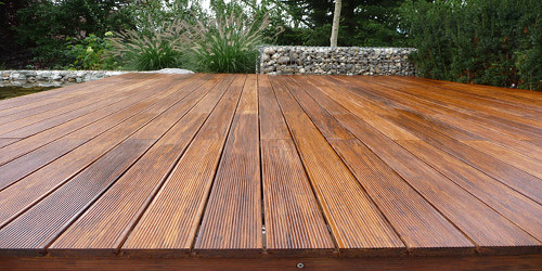 freshly stained bamboo decking QSASXSR