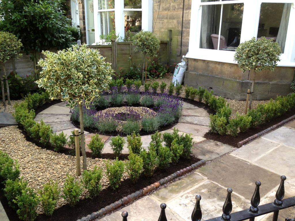 front garden design beautiful no grass, formal front yard garden design with lavender, box and SNOWTRE