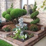 front yard landscaping ideas easy care evergreen entryway CDGVXPW